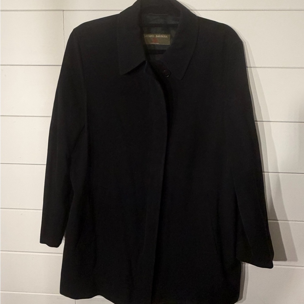 Luciano Barbera Black Wool Trench Coat - Picture 2 of 5